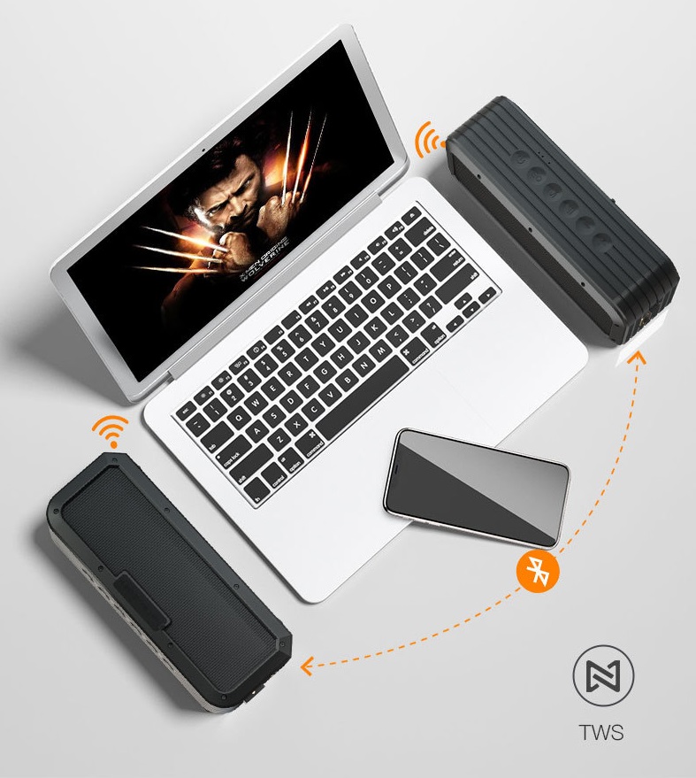 Loa Bluetooth 40W công suất lớn Super Bass chống nước IPX7 pin 6600MAH sạc nhanh Type C công nghệ AI Hàng Chính Hãng PKCB06