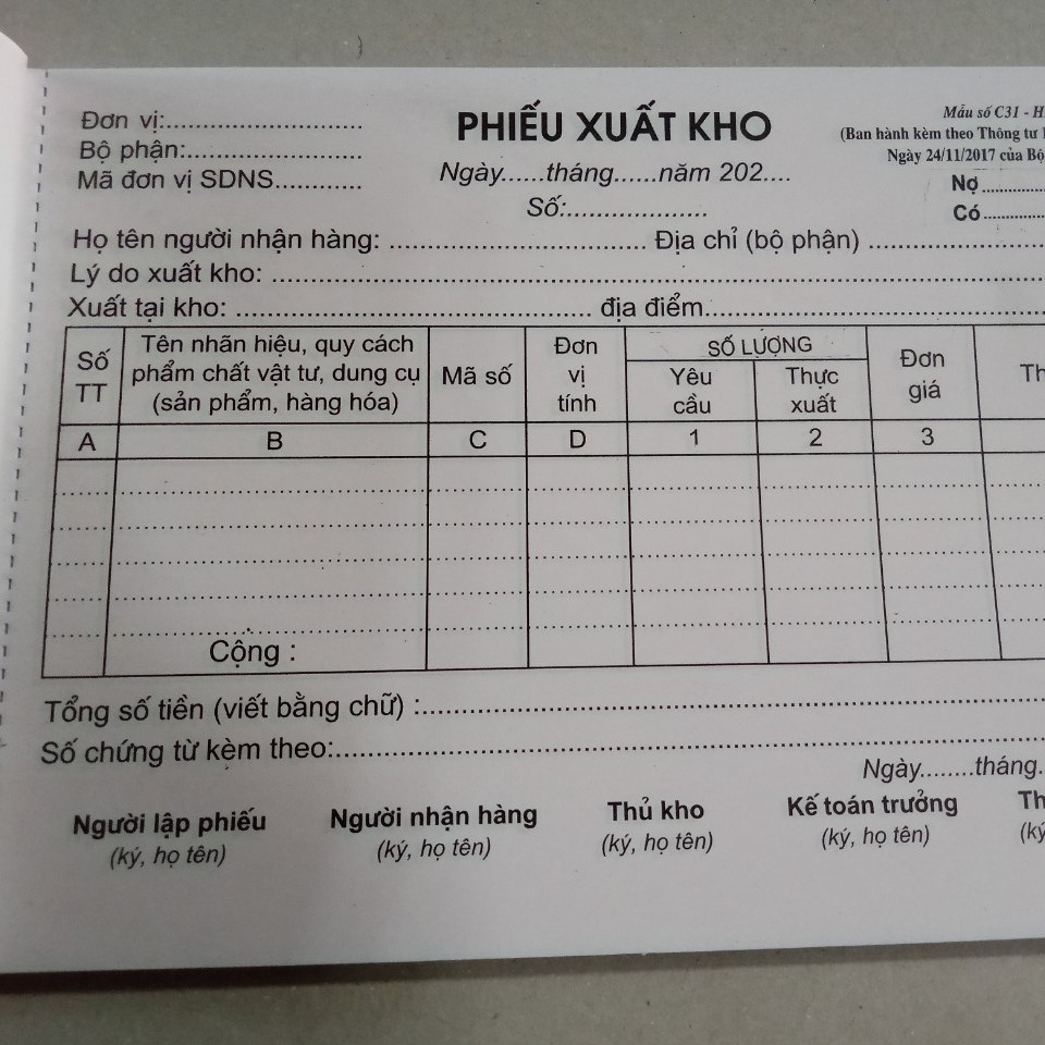 Phiếu xuất kho 2 liên 60 tờ A5