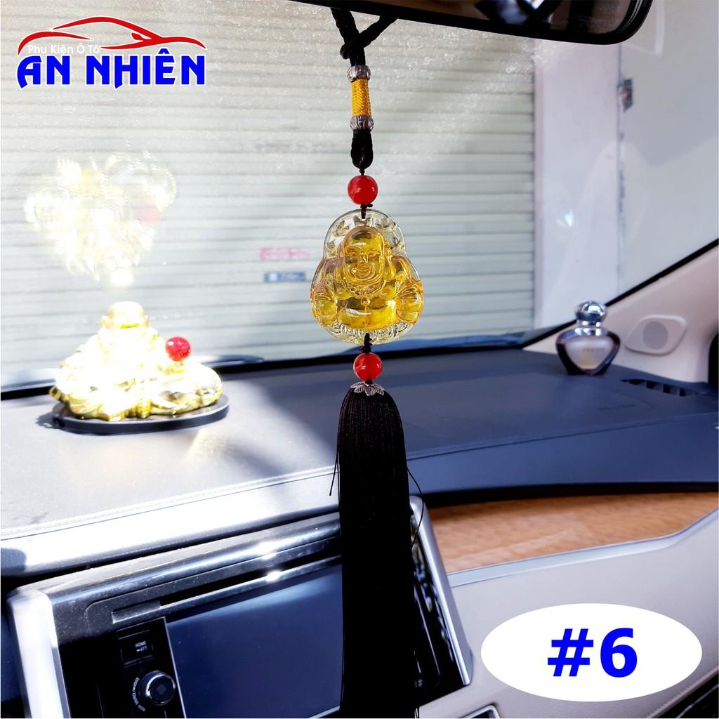 KHÁNH TREO XE HÌNH PHẬT DI LẶC Mang Lại Bình An May Mắn, Làm Bằng Đá Màu Xanh Ngọc/Vàng Hổ Phách