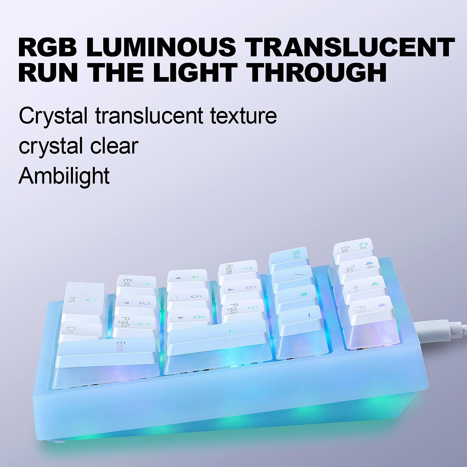 21 Keys Mechanical Numeric Keypad RGB LED Backlit Keyboard Mini for Laptop ,
