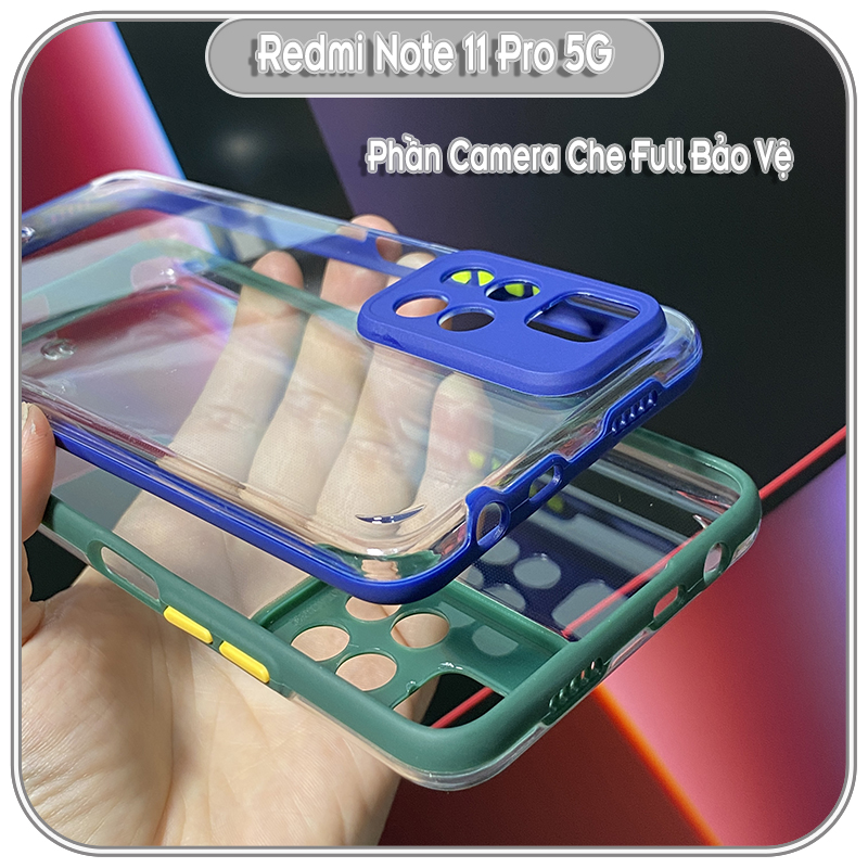 Ốp lưng cho Xiaomi Redmi Note 11 Pro 5G lưng nhám viền vuông, che camera bảo vệ