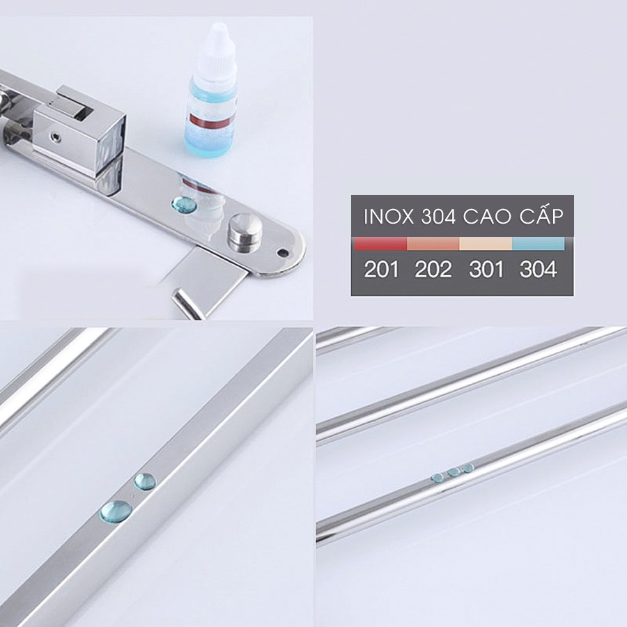 Giá treo khăn - Vắt Khăn tắm, Giá treo khăn tắm inox 304 BLUHA Đa năng 2 tầng, có móc treo quần áo Cao Cấp