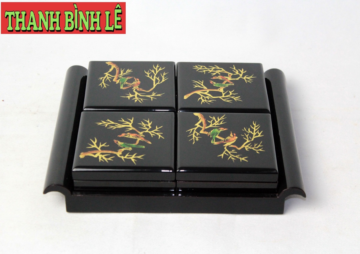 Khay hộp đựng bánh mứt sơn mài cao cấp Thanh Bình Lê, Khay cuốn
