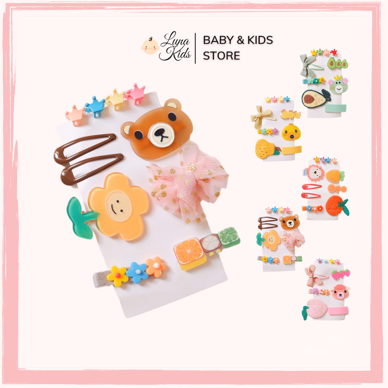 Set kẹp tóc cho bé gái KT02 - LunaKids [Ảnh thật