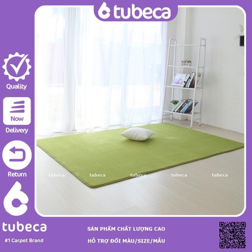Thảm Nhung Mịn Cao Cấp Trải Sàn Phòng Ngủ | Màu Xanh Cỏ | Dày dặn | 2m x 1m6 | TUBECA
