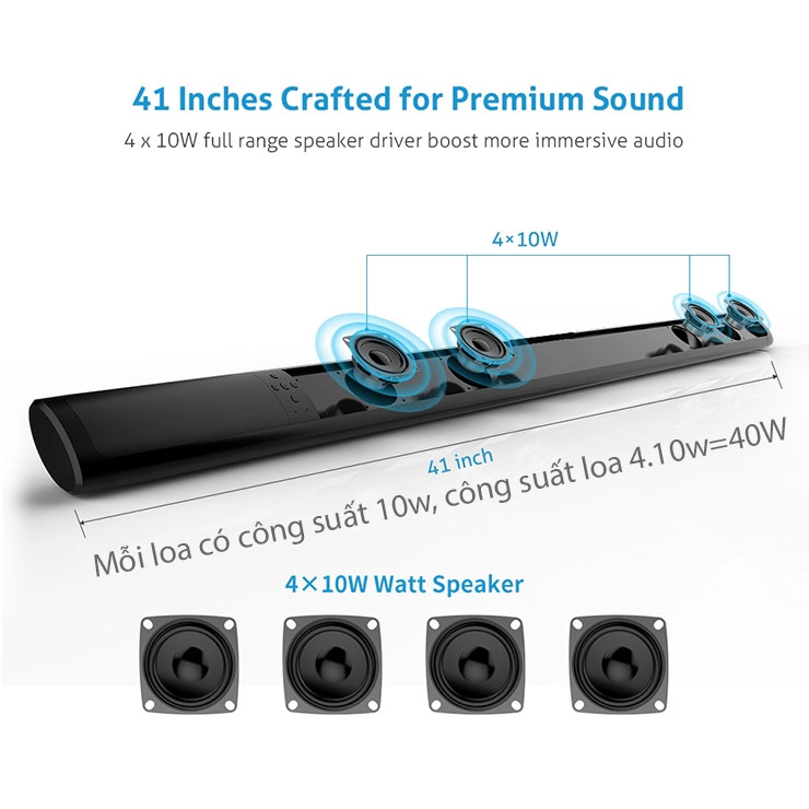 Loa soundbar tivi 3D âm thanh nổi kết nối không dây KY3000