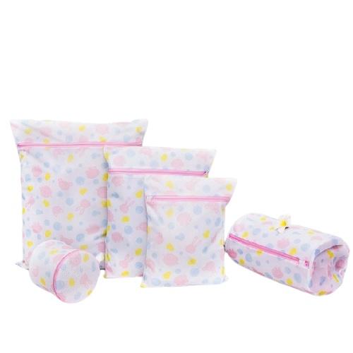 Combo Set 5 Túi Lưới Giặt Bảo Vệ Quần Áo Họa Tiết Hình Hoa Dùng Trong Giặt Giũ