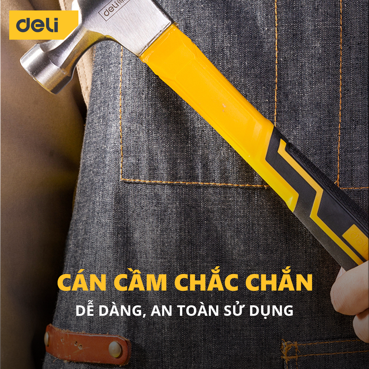 Búa Đóng Đinh, Nhổ Đinh Cán Dài Deli Đa Năng - Chất Liệu Thép Cacbon Cao Cấp, Chắc Chắn - Tay Cầm Chống Trượt - EDL5002