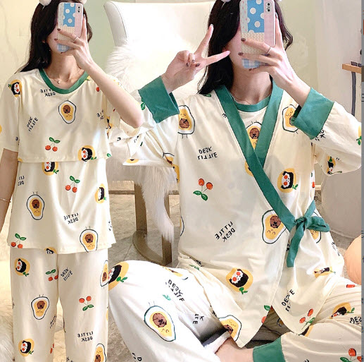 Bộ Bầu Dài Tay Sau Sinh cho con bú Đồ bộ ngủ Kimono bầu đẹp mặc nhà (SET 3) - Quần áo thời trang cho mẹ giá rẻ Bigsize