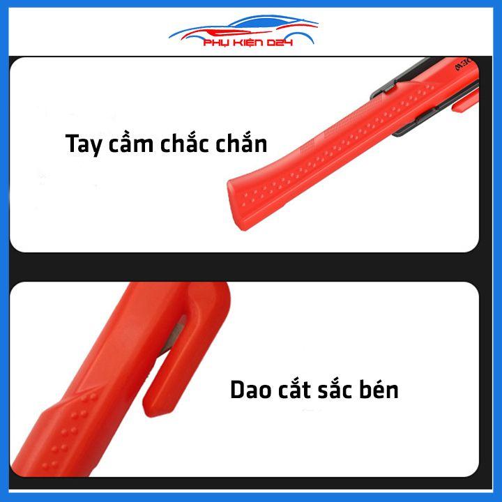 Búa thoát hiểm ô tô hai màu đen/đỏ siêu chắc chắn 2 trong 1 kèm giá treo búa
