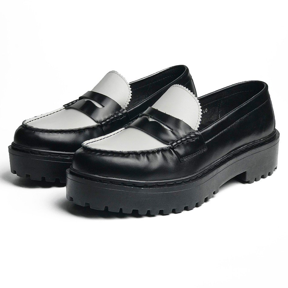 Giày tây lười nam Penny Loafer Chunky Black da bò cao cấp giá rẻ chất lượng tốt thời trang phong cách trẻ