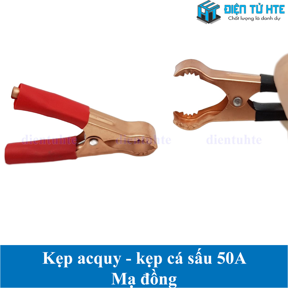 Bộ 2 cái Kẹp cá sấu - Kẹp ắc quy 50A 80mm Mạ đồng