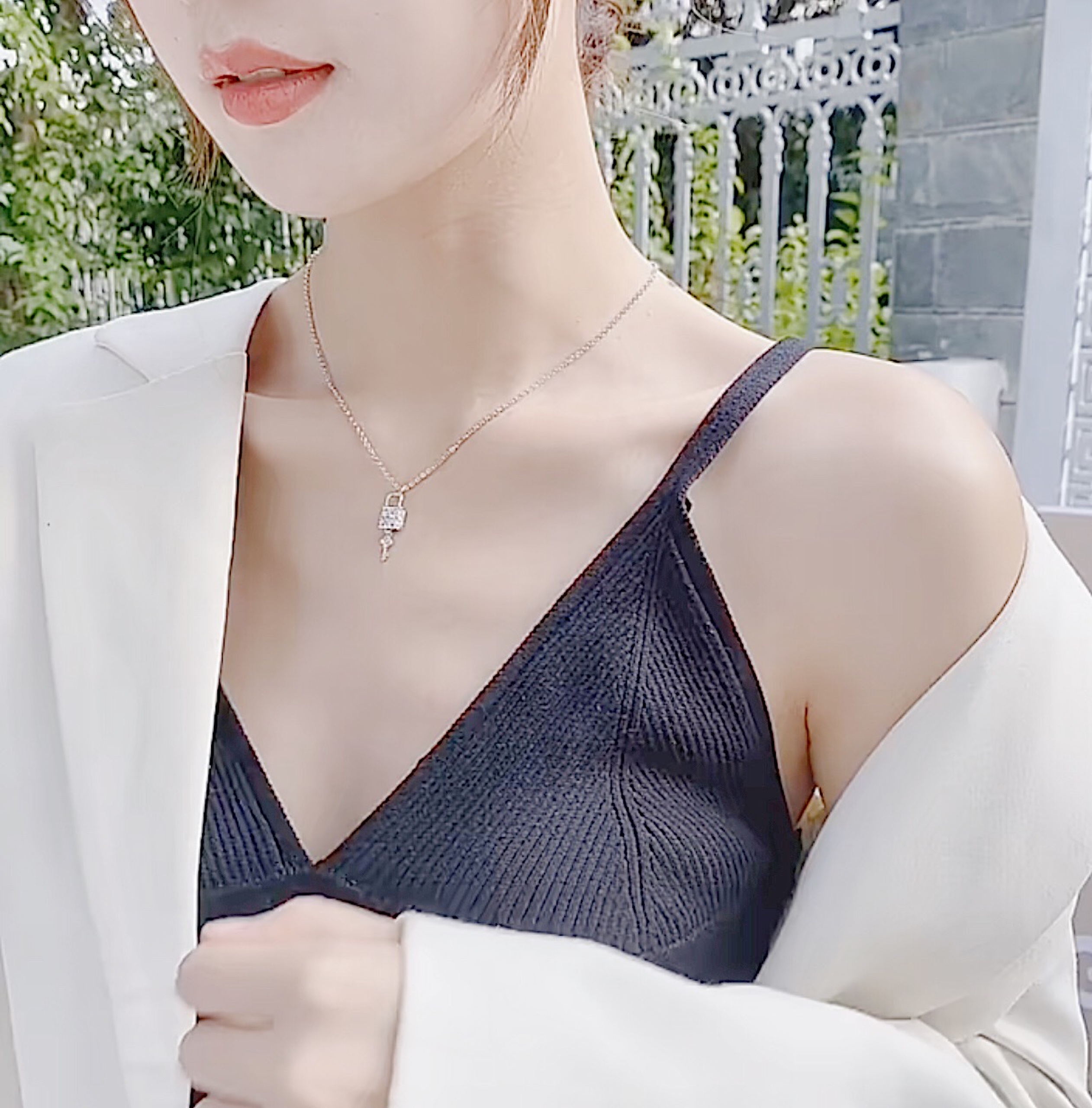 Dây chuyền bạc nữ chìa khóa và ổ khóa DCN02 phong cách độc lạ