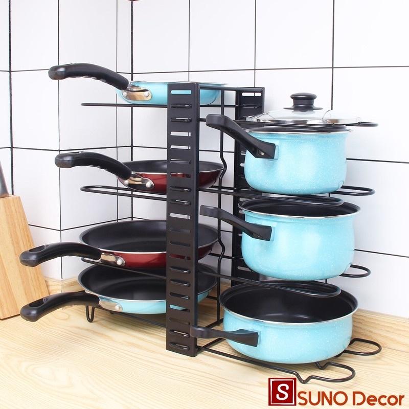 Kệ Để Xoong Nồi Chảo Nhiều Tầng, Giá Để Vung Nồi Tiện Dụng Tiết Kiệm Diện Tích