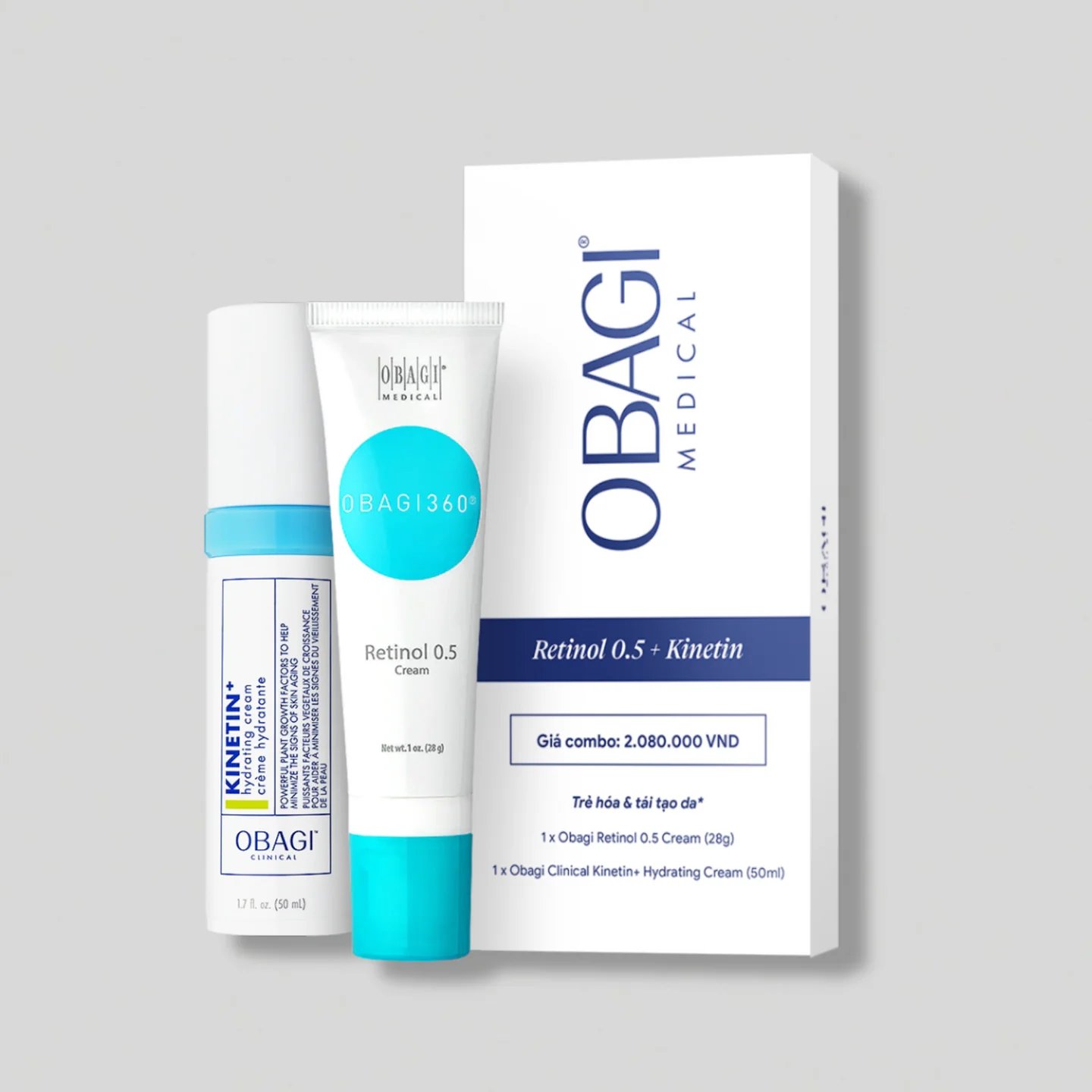 Kem Dưỡng Obagi360 Retinol 0.5 28g Và Kem Dưỡng Obagi Clinical Kinetin+ Hydrating Cream 50ml