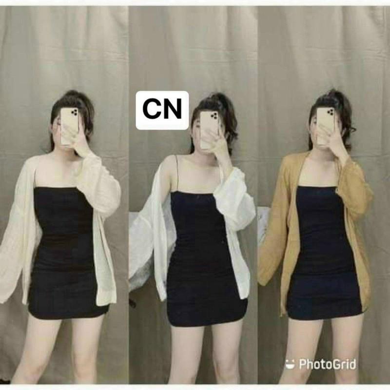 Áo khoác len cardigan aloha - Kem