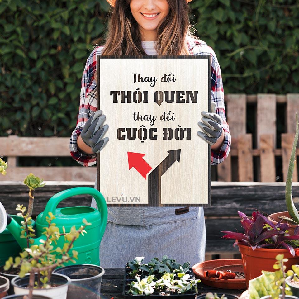 Tranh văn phòng LEVU LV066 "Thay đổi thói quen thay đổi cuộc đời"
