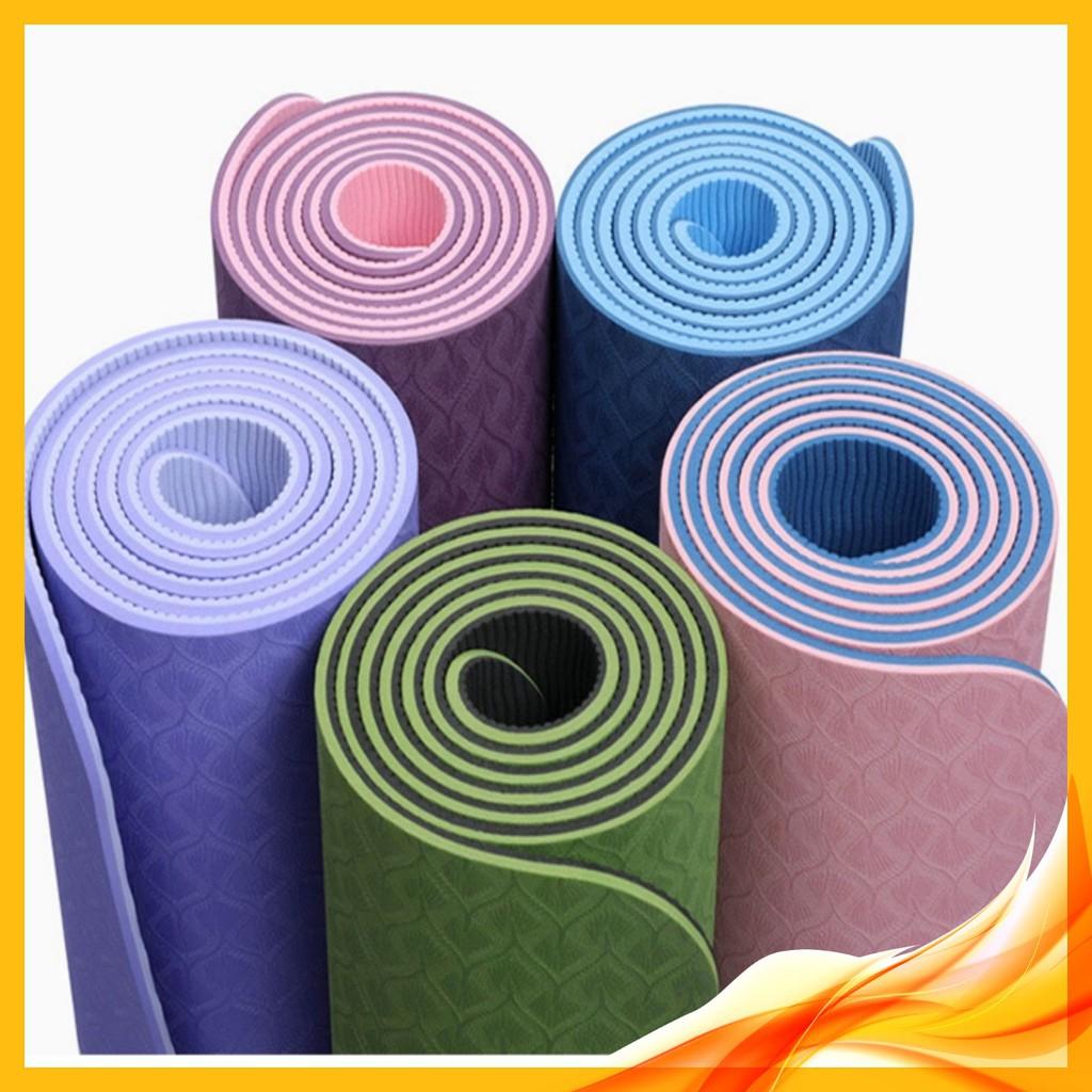 Thảm tập yoga, chống trượt TPE 2 lớp 6mm cao cấp – Thảm tập gym, thể dục định tuyến tại nhà, đàn hồi tốt GD023