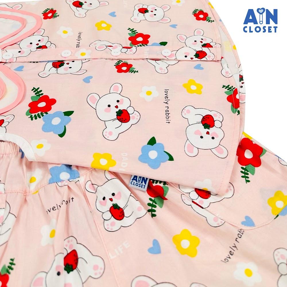 Bộ quần áo Ngắn bé gái họa tiết Thỏ Snowball nền hồng cotton - AICDBG0SISL5 - AIN Closet