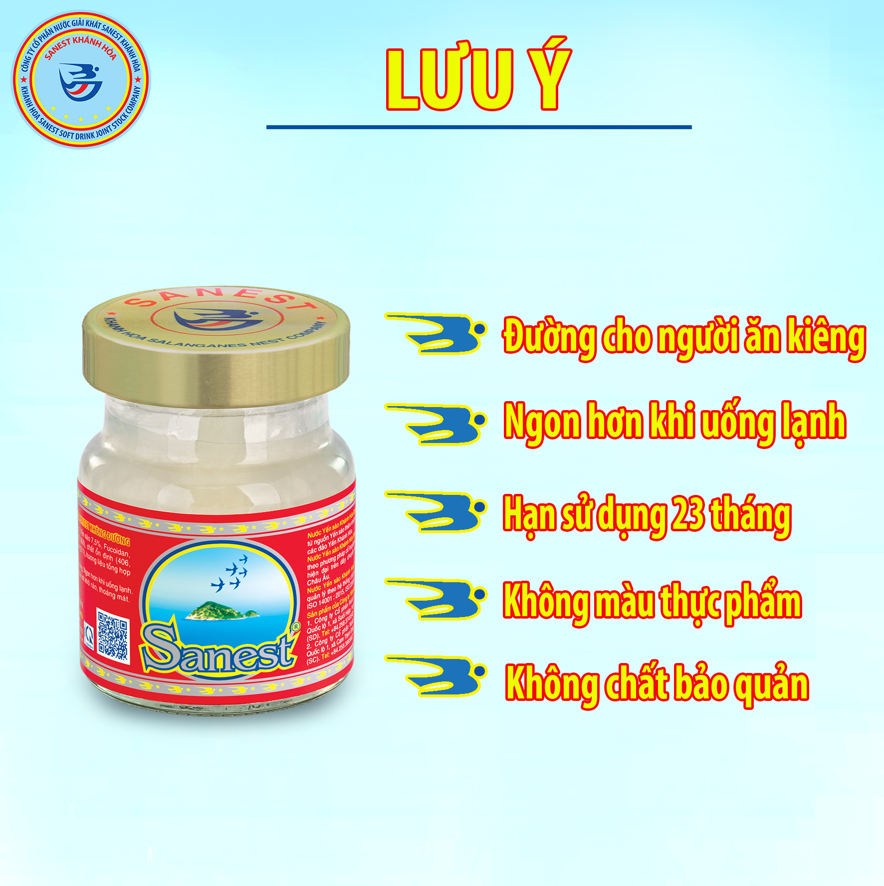 Nước yến sào Khánh Hòa Sanest đóng lọ 70ml - Sản phẩm sử dụng đường dành cho người ăn kiêng