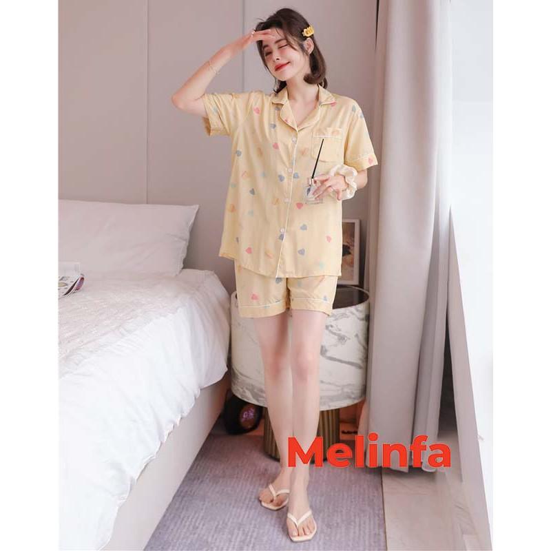 Bộ đồ ngủ Pijamas, bộ mặc nhà nữ cộc tay, quần short chất vải cotton lụa tự nhiên thoáng mát nhiều màu mã VABD0175