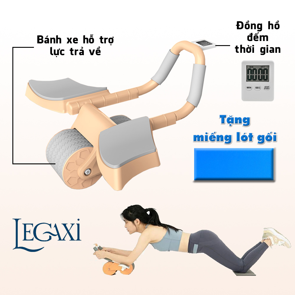 Con Lăn Tập Bụng 2 Bánh Trợ Lực Tặng Miếng Lót Gối Gym Thể Thao Giảm Cân Legaxi