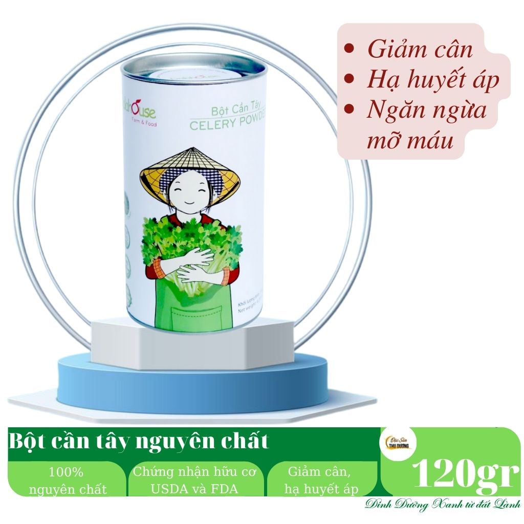 Bột cần tây hữu cơ nguyên chất sấy lạnh Dalahouse - Mẫu mới 2022 Hộp - Hỗ trợ giảm cân, cao huyết áp, ngăn chặn gia tăng mỡ trong máu