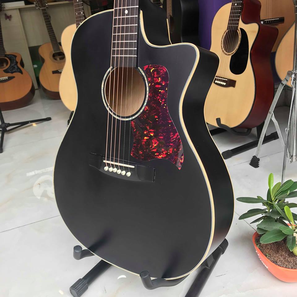 Đàn guitar acsion thấp SVA1KĐ - Đàn màu đen tặng miếng dán có ty