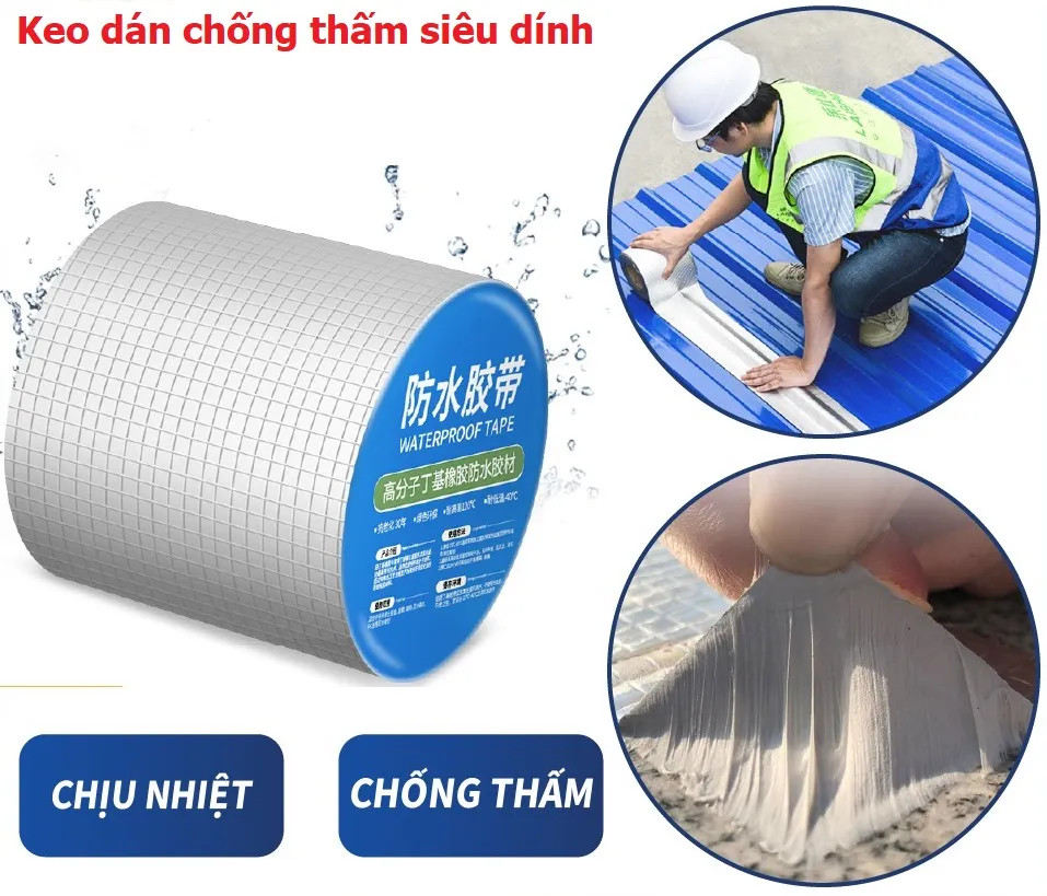 BĂNG KEO SIÊU DÍNH CHỐNG THẤM ĐA NĂNG BẢN 10CM,KEO CHỐNG DỘT, CHỐNG THẤM NƯỚC 5 MÉT