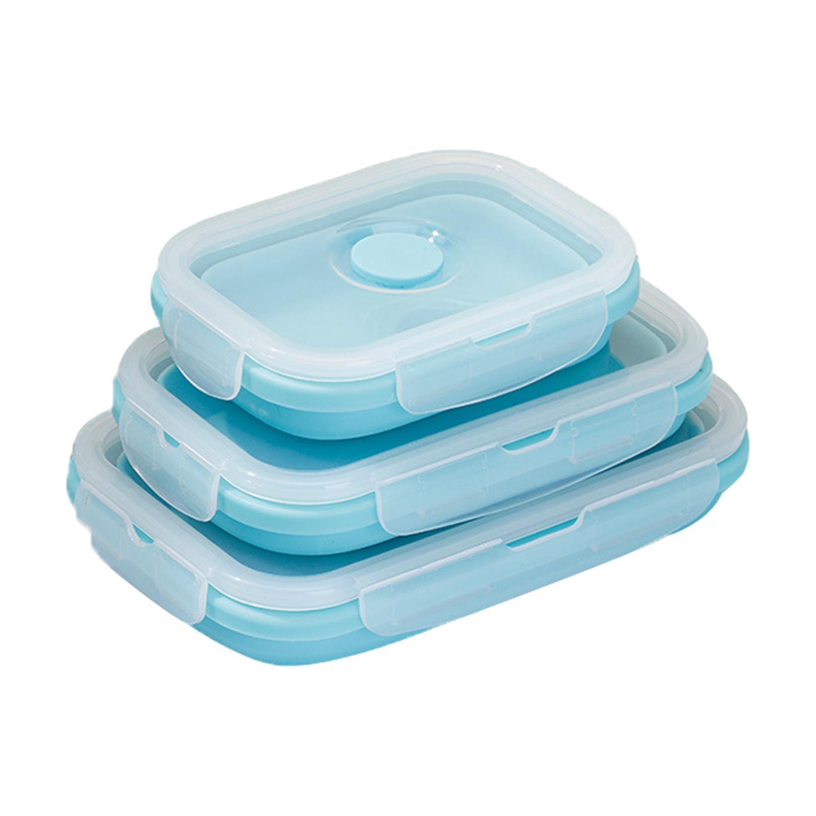 3Pcs Eco Friendly Silicone Bento Lunch Box Microwave Safety for Home