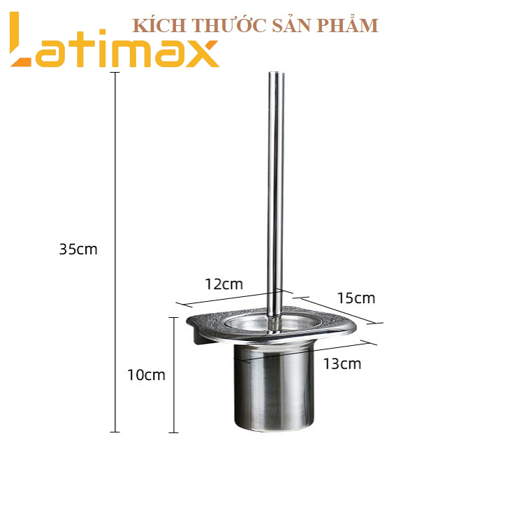 Bộ chổi cọ bồn cầu, toilet kèm giá đỡ dán tường Inox 304 cao cấp - Cây cọ vệ sinh kháng khuẩn sang trọng