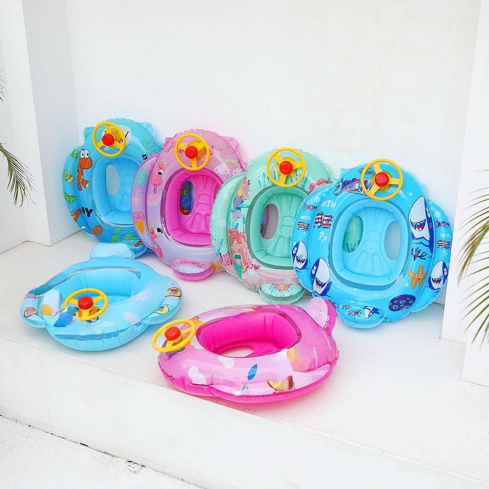 Phao Bơi Tròn Có Vô Lăng Họa Tiết Hoạt Hình Cho Bé 2-6 Tuổi