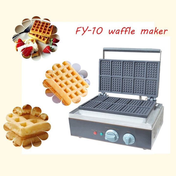 Máy Nướng Điện 220V Bánh Waffle maker Machine - Bánh Đường Phố + Tặng Công Thức - Máy Nướng Bánh Waffe 10 Bánh - FY-10