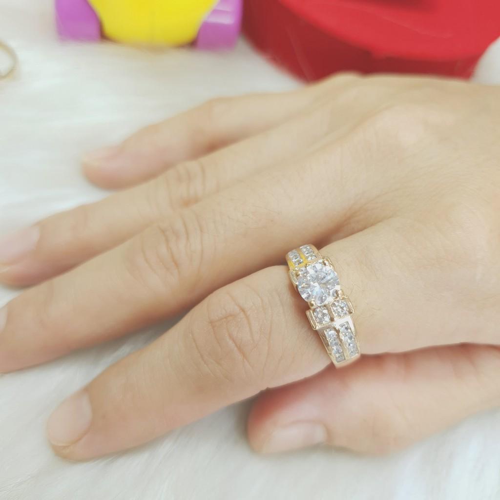 Nhẫn Kiểu Đơn Đính Đá Vonfram Cao Cấp-Dùng lâu dài tắm rửa thoải mái không phai màu