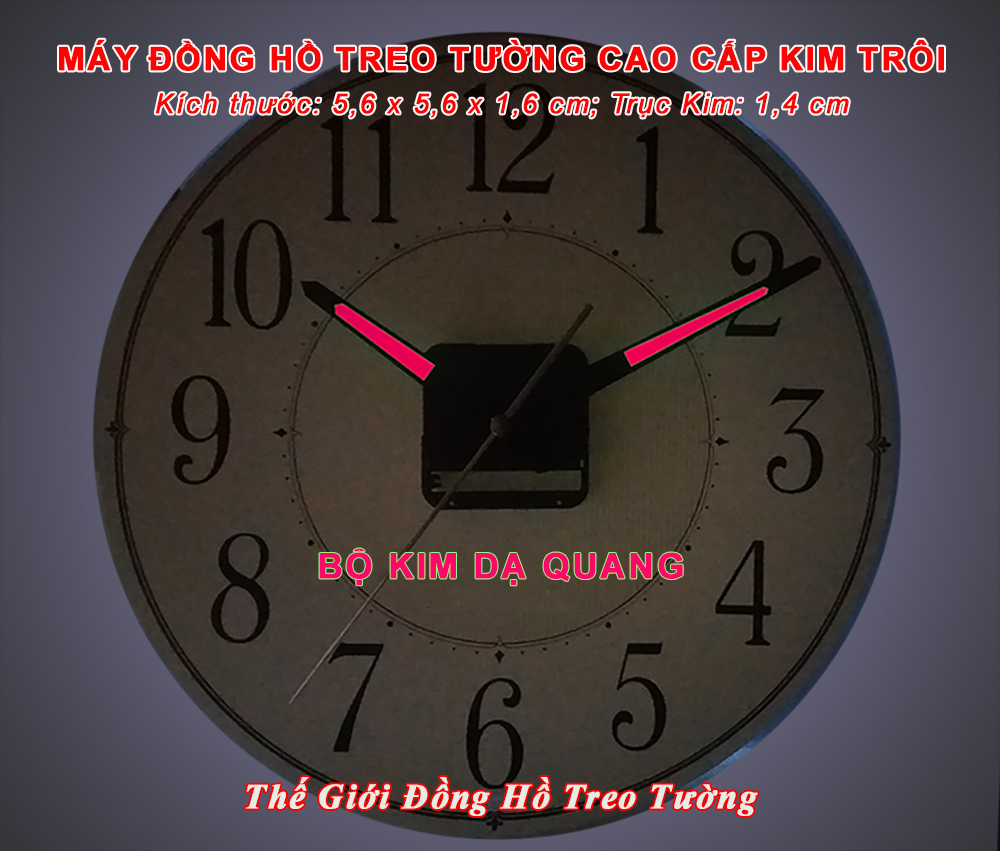 Máy Đồng Hồ Treo Tường Kim Trôi Eastar Độ Chính Xác Cao – Bộ Kim Đao thân Kim màu Đen có Dạ Quang màu Hồng – Kèm theo Pin Maxell