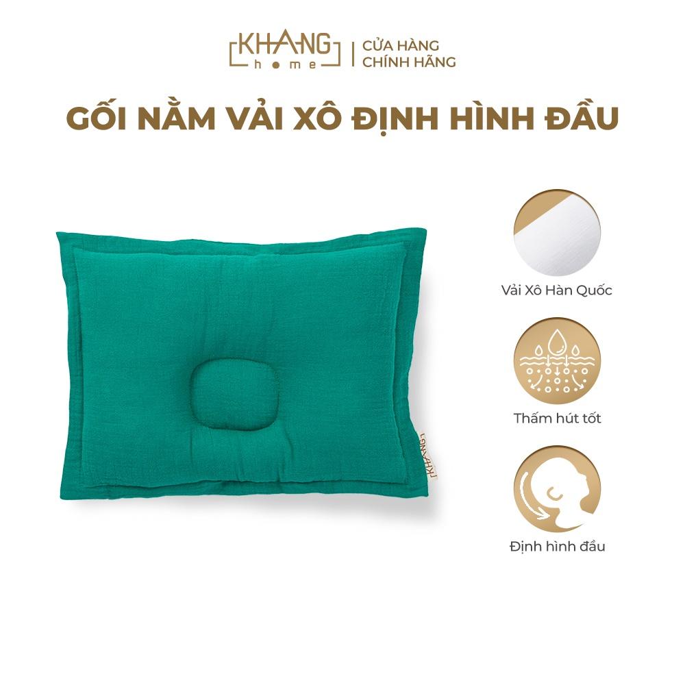 Gối Nằm Vải Xô Khang Home Định Hình Đầu Cho Bé Sơ Sinh 25x35cm