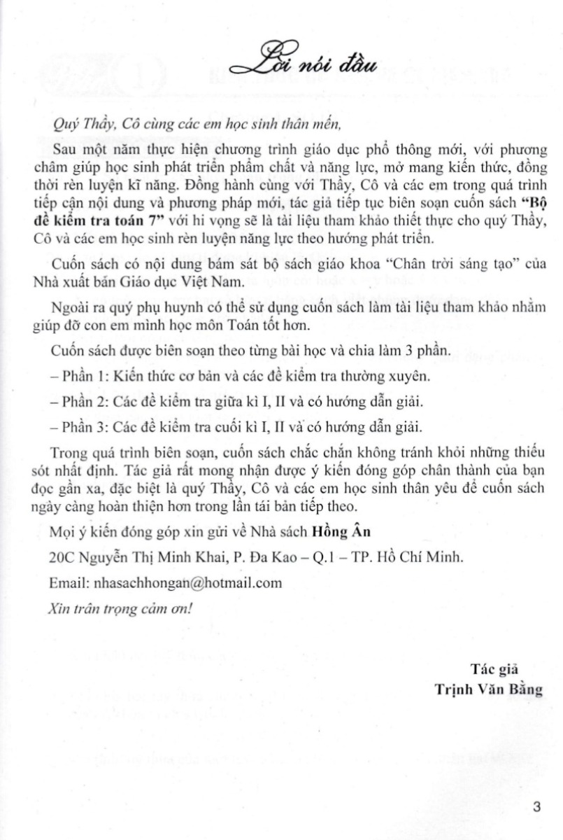 Sách tham khảo- Bộ Đề Kiểm Tra Toán 7 (Bám Sát SGK Chân Trời Sáng Tạo)_HA