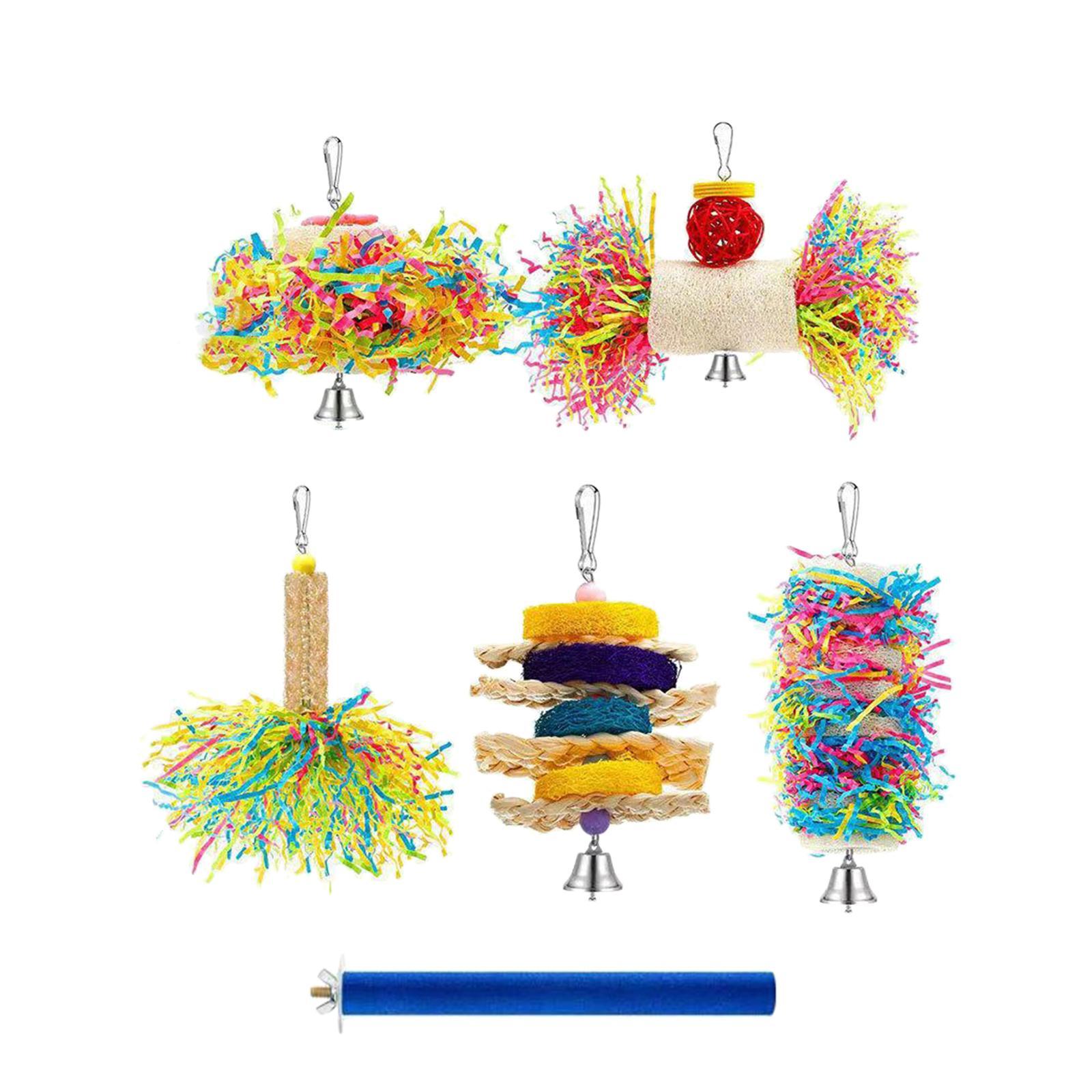 6x Parrot Cage Hanging Toys Hanging Activity Bell Budgie Birds Swing Chewing