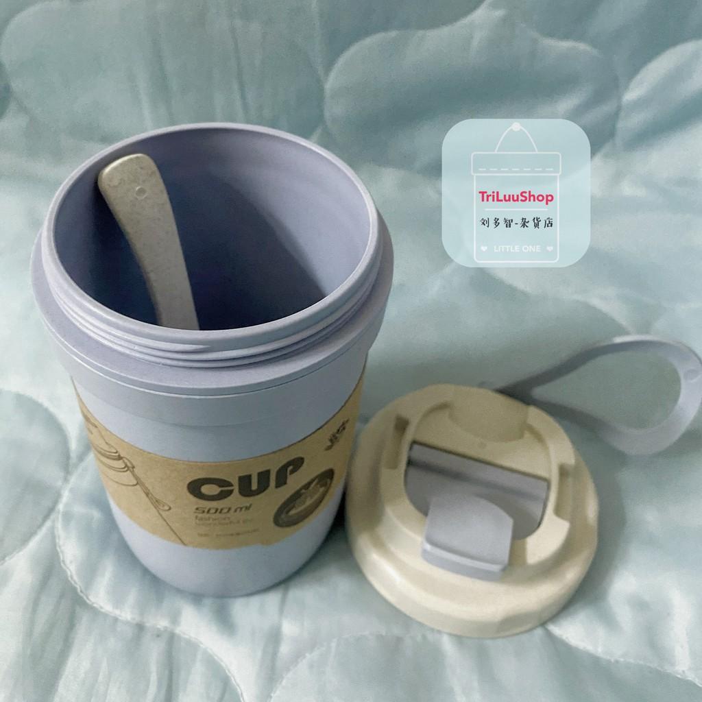 Bình Lúa Mạch Mini Cao Cấp 500ML Tặng Kèm Muỗng Thương Hiệu Cup