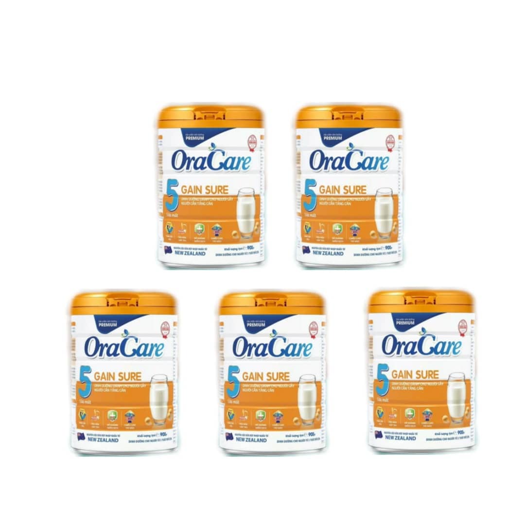Combo 5 lon sữa OraCare Gain Sure lon 900g - Dinh dưỡng dành cho người gầy, người cần tăng cân