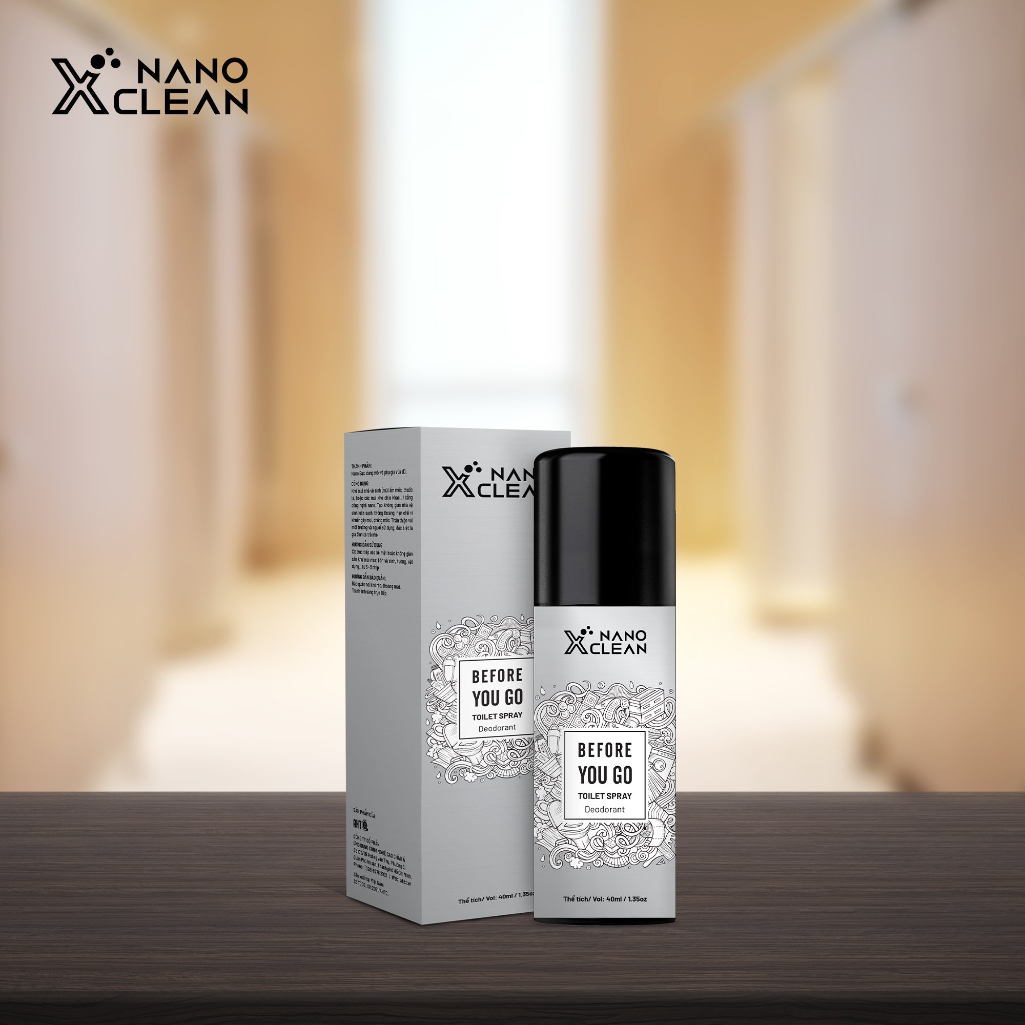 CHAI XỊT DIỆT KHUẨN KHỬ MÙI TOILET NHÀ VỆ SINH-NANO XCLEAN FOR TOILET SPRAY 40ML-NANO BẠC AHT CORP