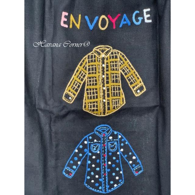 Túi dây rút thêu tay hình áo sơ mi En Voyage màu đen size 41*48 cm - Hand Embroidery Lingerie Bag Vietnam