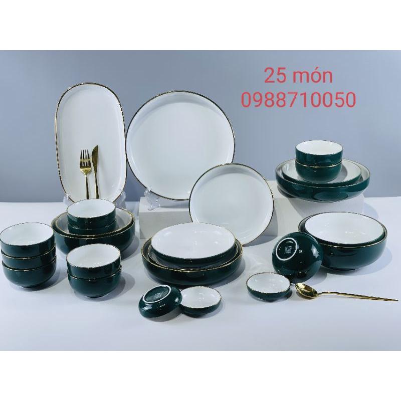 Bộ bát đĩa phong cách Bắc Âu cao cấp chuẩn sứ Bát Tràng