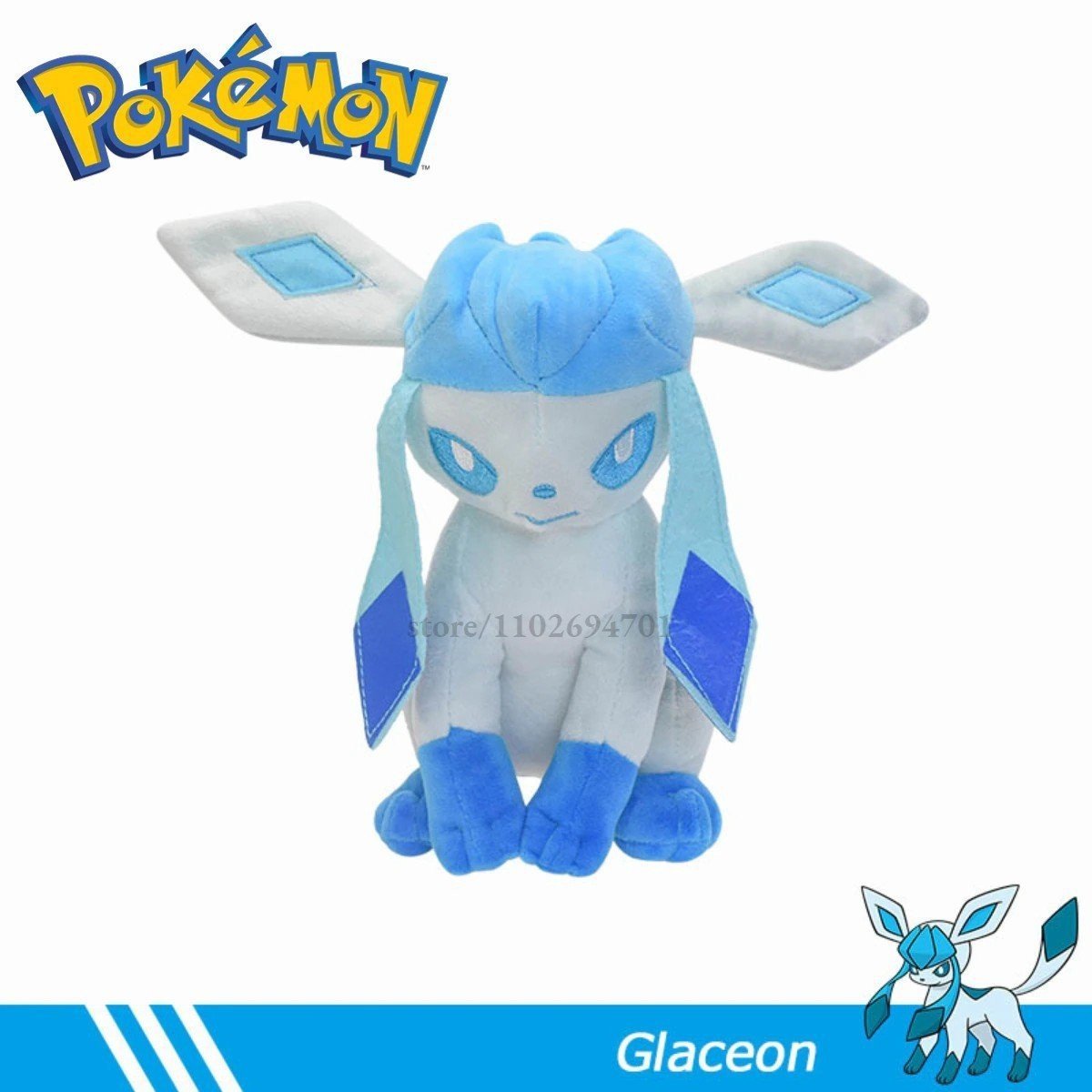 Gấu bông pokemon Eevee (eevui) Glaceon hệ băng (20cm--->30cm) nguyên tem nguyên tag xịn mịn đẹp hàng cao cấp, an toàn cho trẻ nhỏ