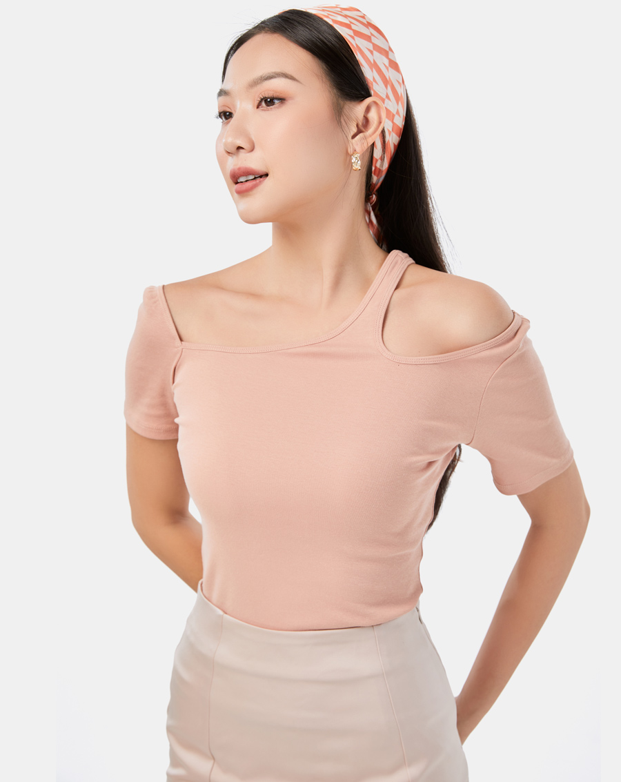 Áo Thun Nữ Thời Trang JUNO Cut-Out Bất Đối Xứng JNATH025