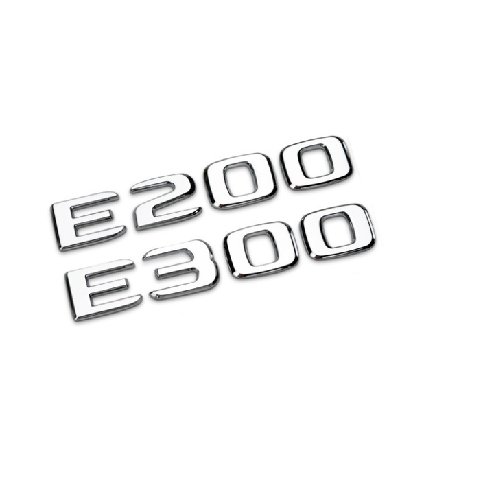 Decal tem chữ Inox 3D dán đuôi xe ô tô  E200 và E300