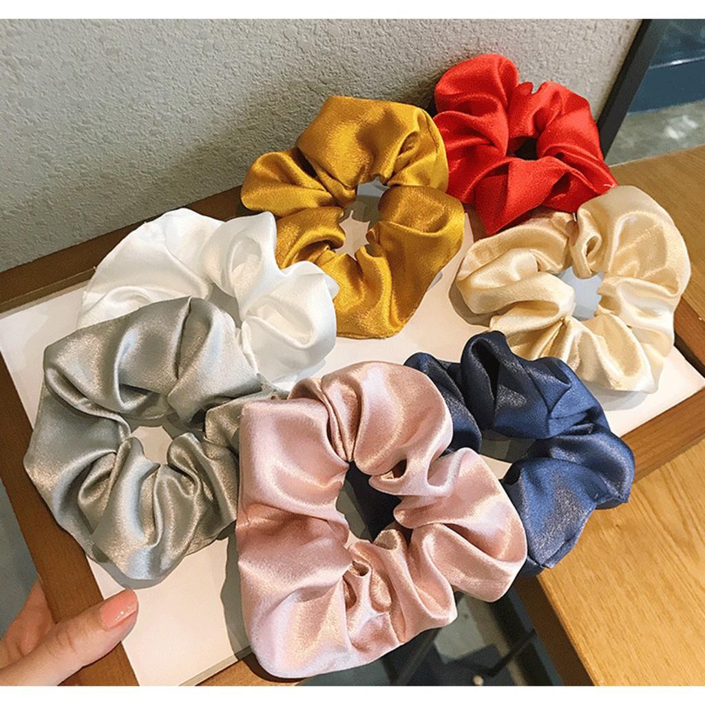 Cột Tóc Nữ- Scrunchies Vải Lụa Bóng Đẹp-Thời Trang-Tôn Vinh Mái Tóc Của Bạn.