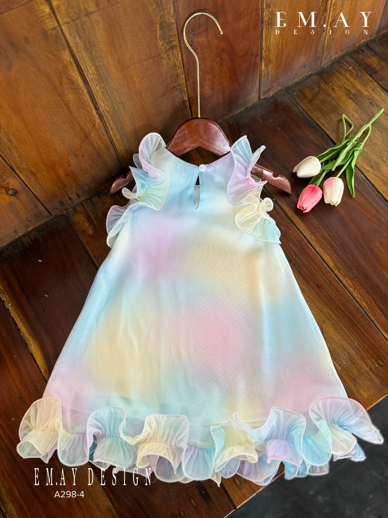Đầm váy công chúa cho bé gái màu loang cầu vồng đi chơi du lịch biển đẹp size 10-40kg hàng cao cấp