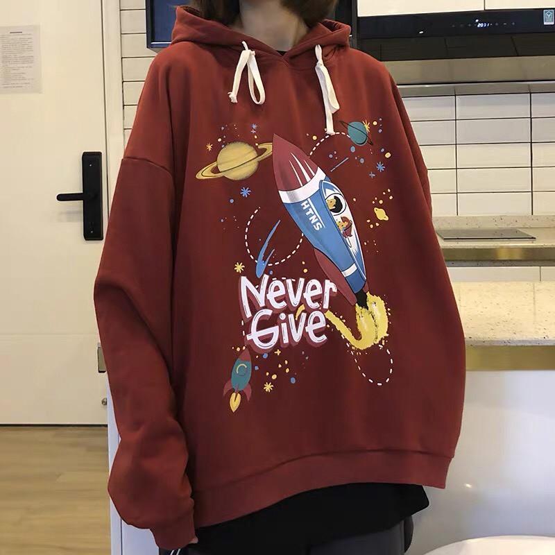 ÁO HOODIES UNISEX MÀU ĐỎ TÊN LỬA áo khoác hoodie nỉ nam nữ,Áo Khoác Hoodie Nỉ Ngoại in hình tên lữa unisex ulzzang nam nữ