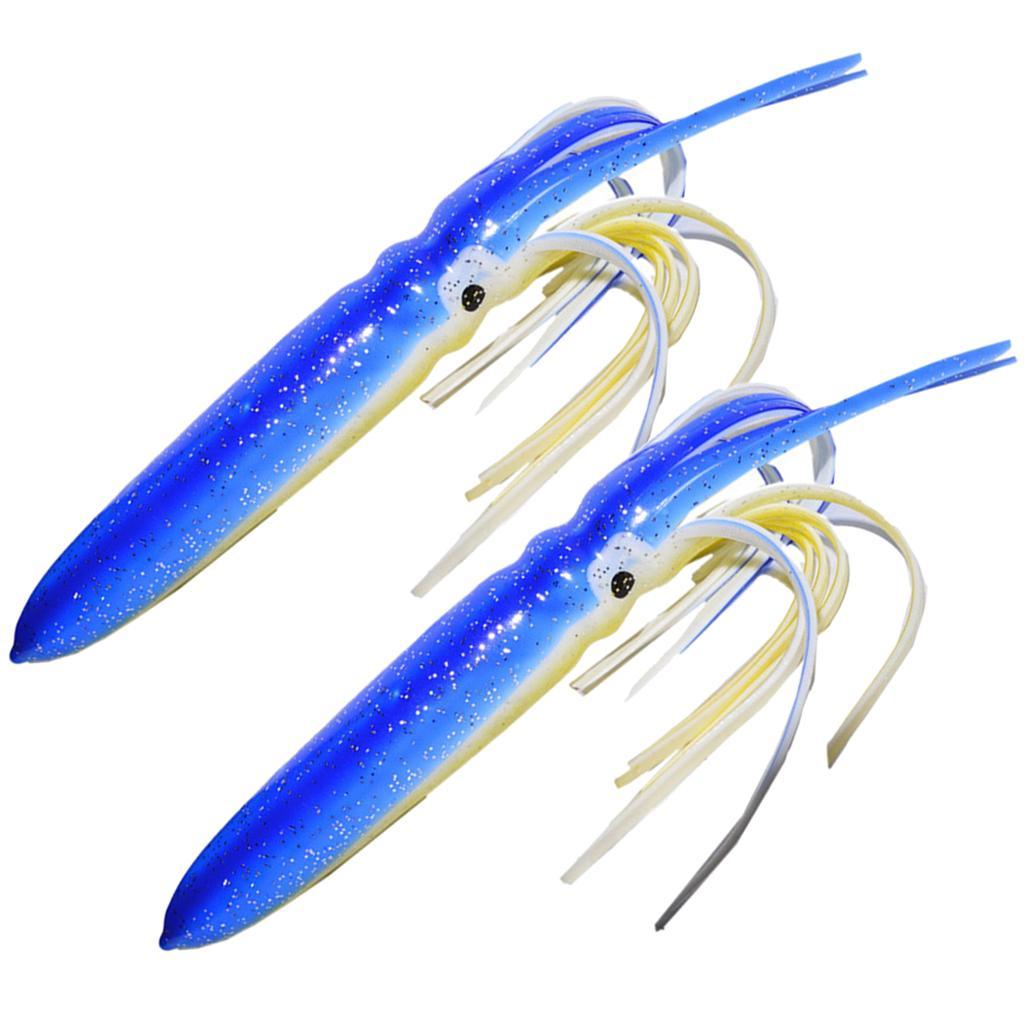 2PCS Fishing Lures Octopus Squid Skirt Bait Trolling Soft Lure Set, 18cm, 15g, Available in 4 Colors